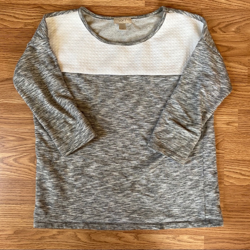 LOFT Gray & White Terry Shirt